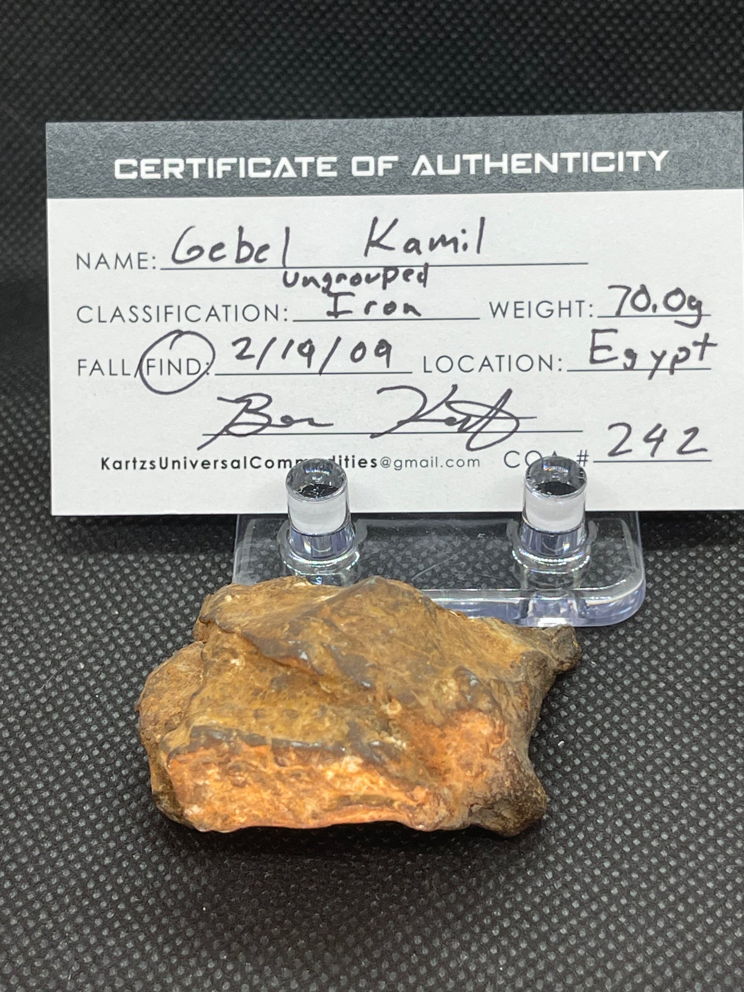 Iron Meteorite: Gebel Kamil